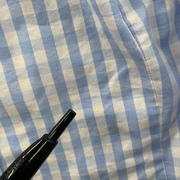 BASIC EDITIONS Shirt Womens 2X Button Up Blouse Top Plaid Long Sleeve Blue* - Picture 8 of 16